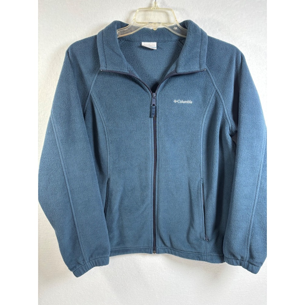 Columbia Fleece Jacket Women 1X Blue Polyester Full Zip Outdoor Classic Soft